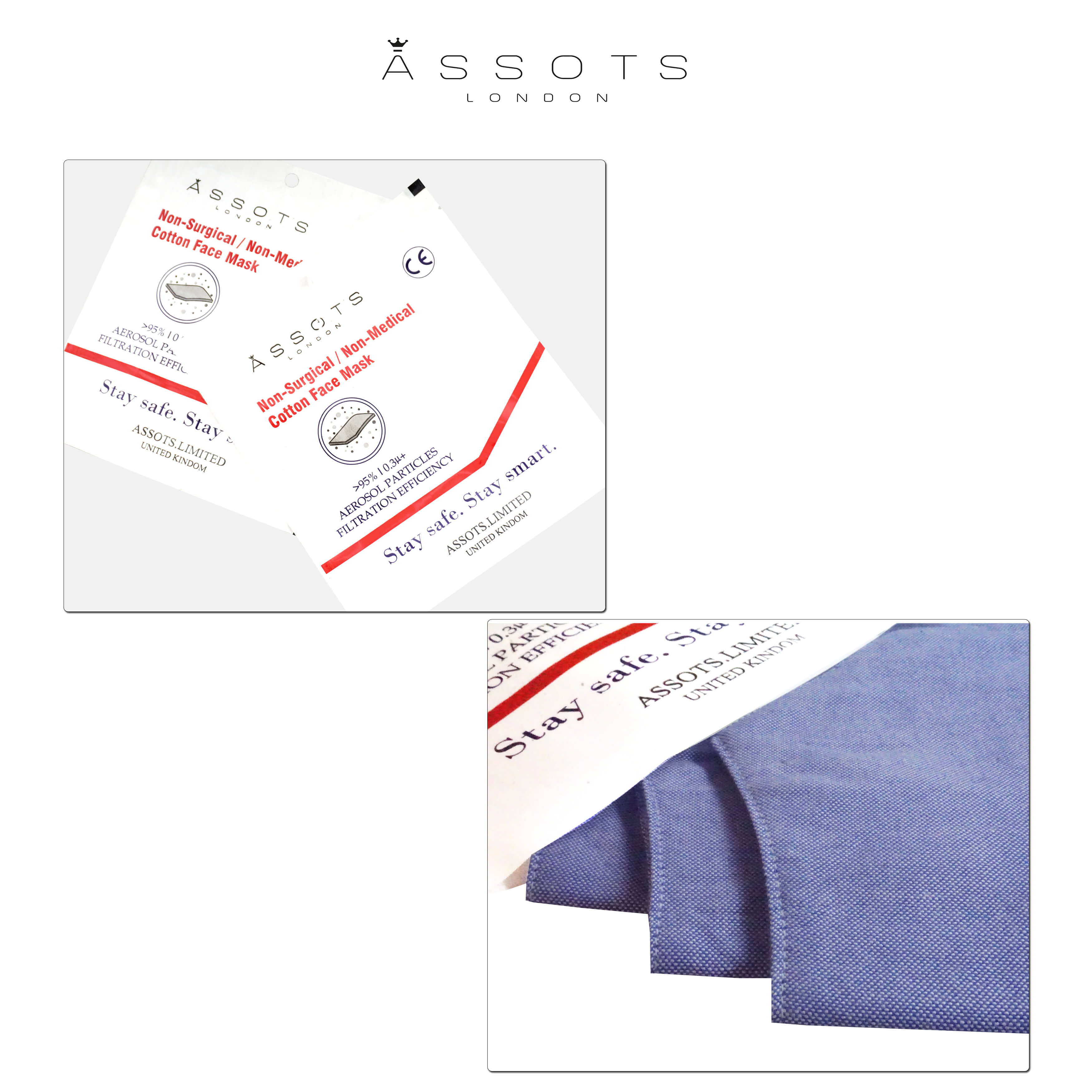 Pack of 3 Pure Cotton 4-layer Protective Premium Unisex Washable Blue Face Mask