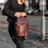 'JERMYN' Classic Burgundy Full Grain Leather Flap-over Backpack