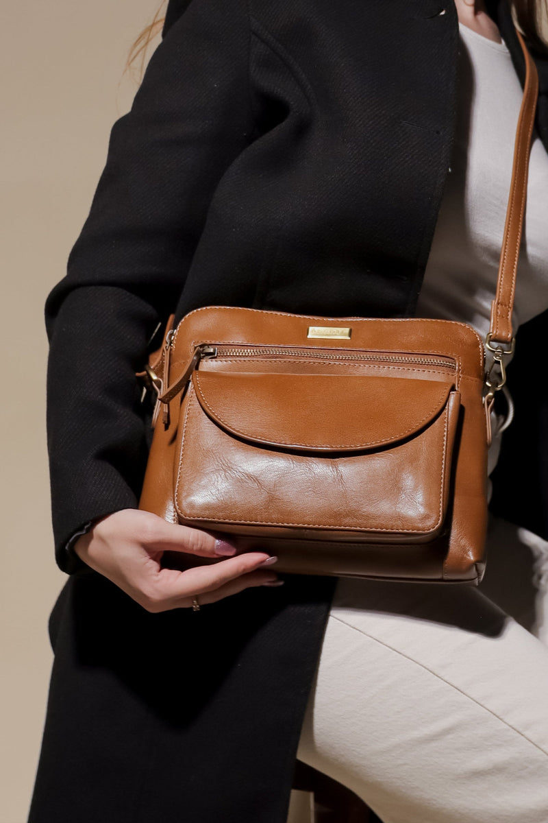 'JEAN' Tan Vegetable Tanned Real Leather Crossbody Bag