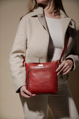 'RUE' Chilli Pepper Waxy VT Real Leather Crossbody Bag