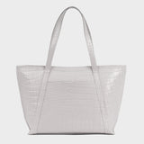'AGNES' Ice Grey Croc Real Leather Designer Tote Bag