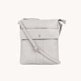 'AMBA' Ice Grey Soft Nappa Full Grain Real Leather Crossbody Bag