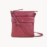 'AMBA' Carmine Pink Soft Nappa Full Grain Real Leather Crossbody Bag