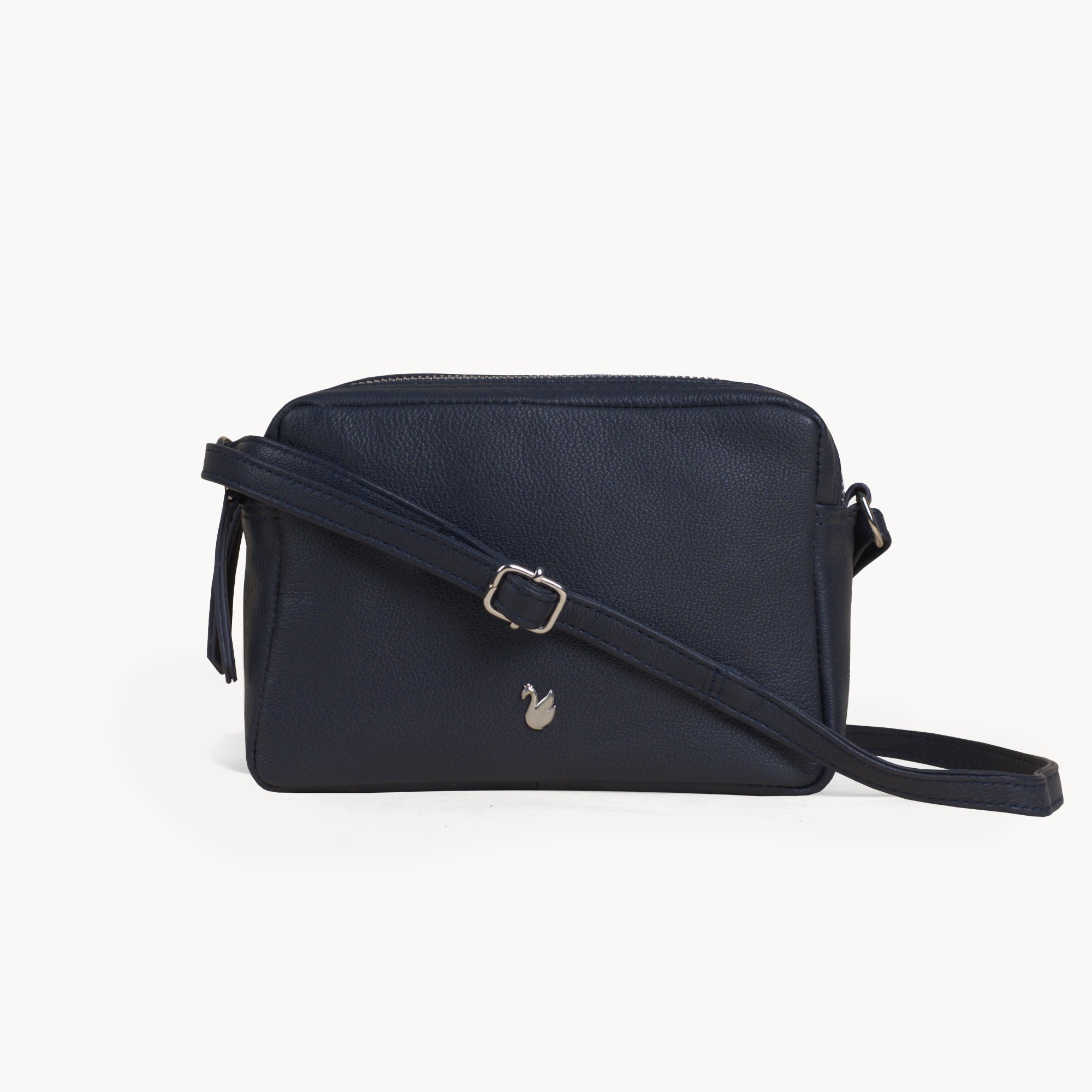 'AVON' Navy Soft Nappa Full Grain Real Leather Crossbody Bag