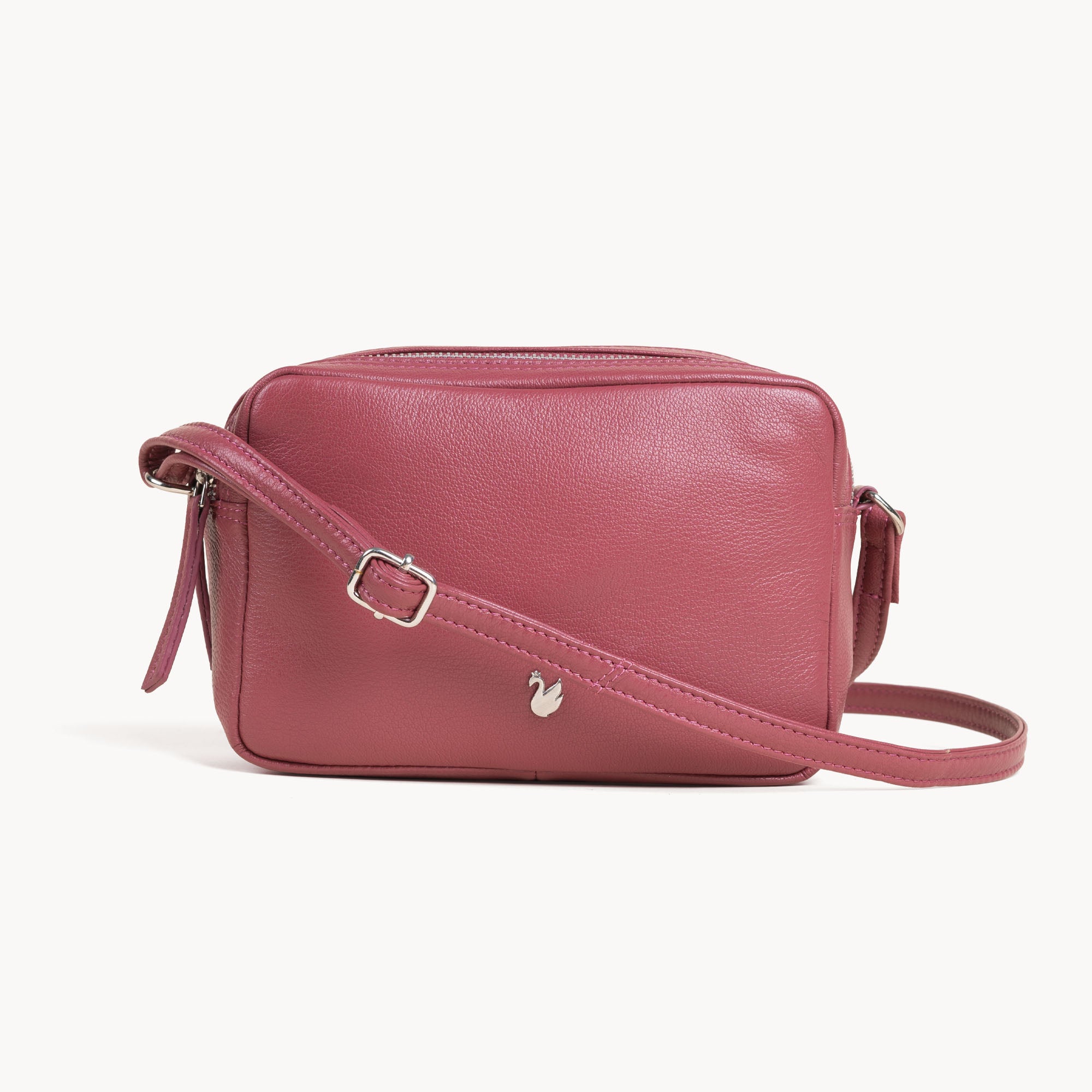 'AVON' Carmine Pink Soft Nappa Full Grain Real Leather Crossbody Bag