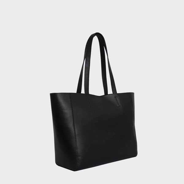 'ABINGDON' Black Real Leather Designer Tote Bag