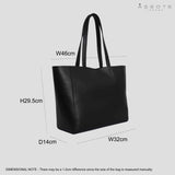 'ABINGDON' Black Real Leather Designer Tote Bag