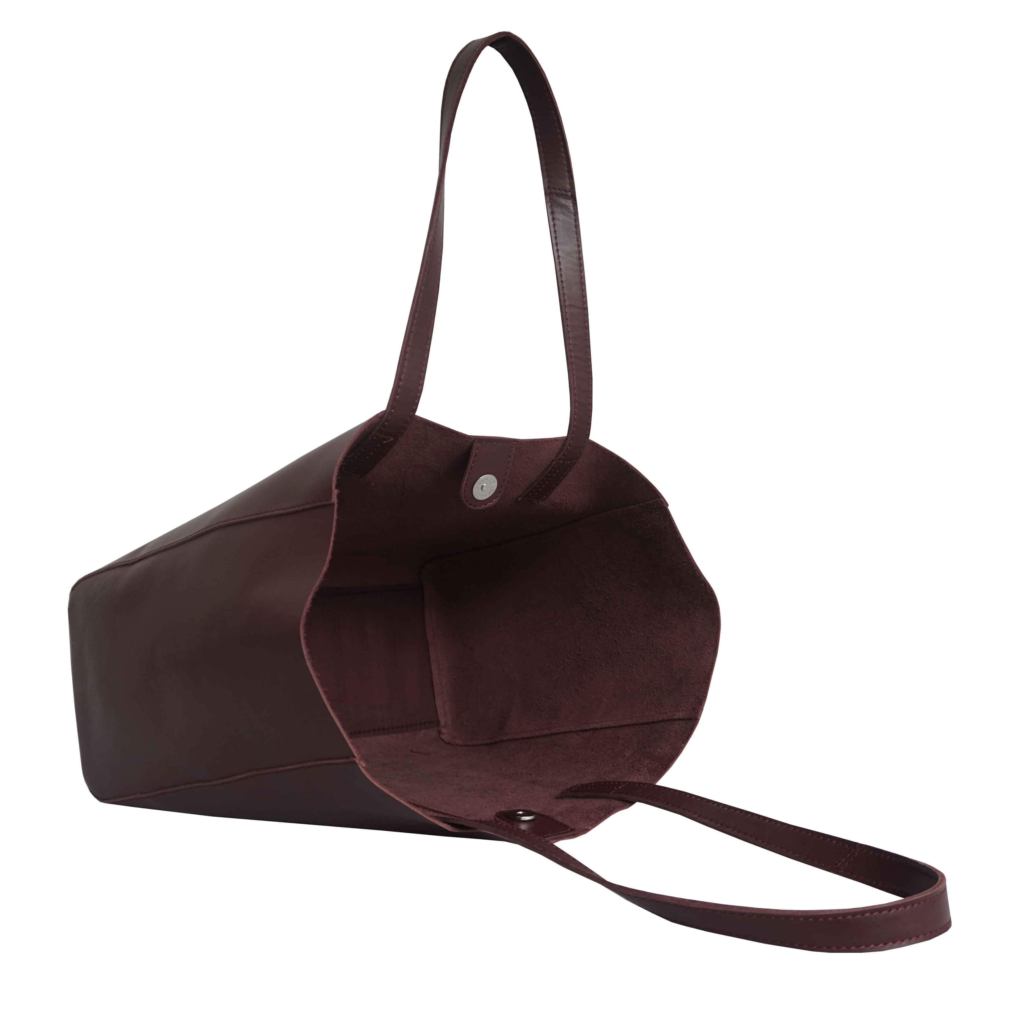 'ABINGDON' Burgundy Real Leather Unlined Designer Tote Bag