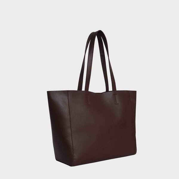 'ABINGDON' Burgundy Real Leather Unlined Designer Tote Bag