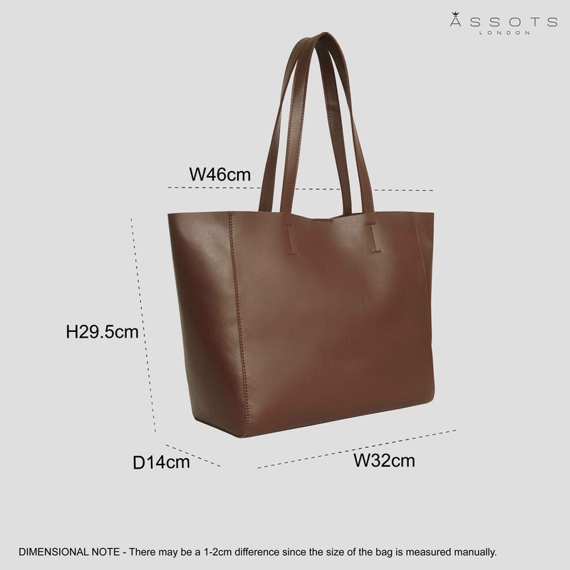 'ABINGDON' Tan Real Leather Designer Tote Bag
