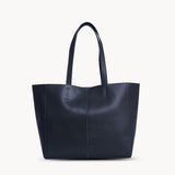 'ABINGDON' Navy Real Leather Designer Tote Bag