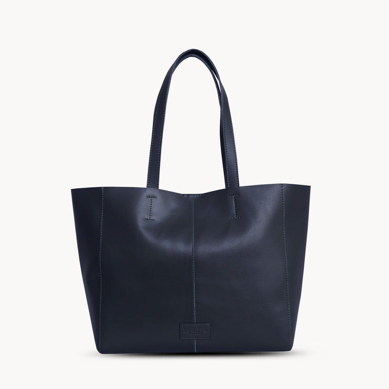 'ABINGDON' Navy Real Leather Designer Tote Bag