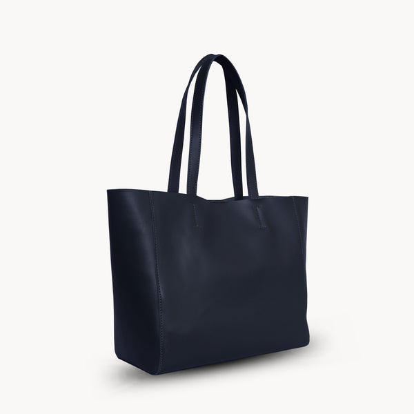 'ABINGDON' Navy Real Leather Designer Tote Bag