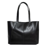 'ADELA' Black Smooth Real Leather Unlined Designer Tote Bag