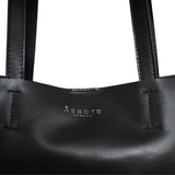 'ADELA' Black Smooth Real Leather Unlined Designer Tote Bag