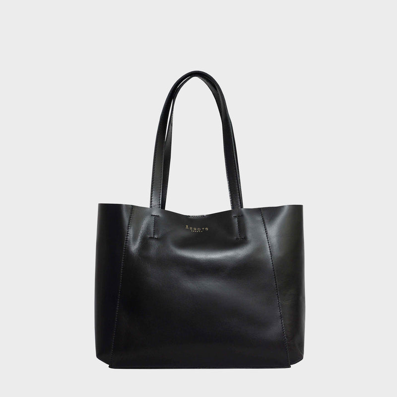 'ADELA' Black Smooth Real Leather Unlined Designer Tote Bag for Women ...