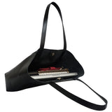 'ADELA' Black Smooth Real Leather Unlined Designer Tote Bag