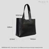 'ADELA' Black Smooth Real Leather Unlined Designer Tote Bag