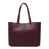 'ADELA' Burgundy Smooth Real Leather Unlined Designer Tote Bag