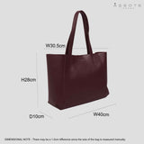 'ADELA' Burgundy Smooth Real Leather Unlined Designer Tote Bag