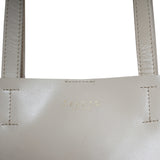 'ADELA' Cream Smooth Real Leather Unlined Designer Tote Bag