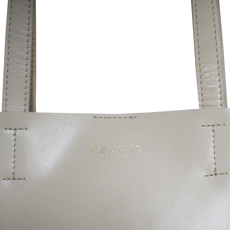 'ADELA' Cream Smooth Real Leather Unlined Designer Tote Bag