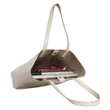 'ADELA' Cream Smooth Real Leather Unlined Designer Tote Bag