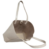'ADELA' Cream Smooth Real Leather Unlined Designer Tote Bag