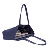 'ADELA' Navy Smooth Real Leather Unlined Designer Tote Bag