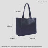 'ADELA' Navy Smooth Real Leather Unlined Designer Tote Bag