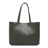 'ADELA' Khaki Smooth Real Leather Unlined Designer Tote Bag
