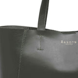 'ADELA' Khaki Smooth Real Leather Unlined Designer Tote Bag