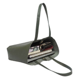 'ADELA' Khaki Smooth Real Leather Unlined Designer Tote Bag