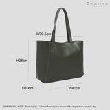 'ADELA' Khaki Smooth Real Leather Unlined Designer Tote Bag