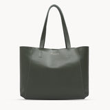 'ADELA' Khaki Smooth Real Leather Unlined Designer Tote Bag