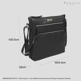 'AGATHA' Black Real Soft Pebble Grain Leather Crossbody Bag