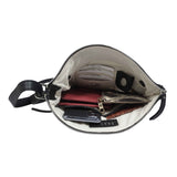 'AGATHA' Black Real Soft Pebble Grain Leather Crossbody Bag