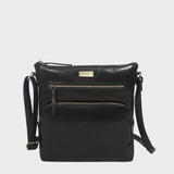 'AGATHA' Black Vintage Polished VT Real Leather Crossbody Bag