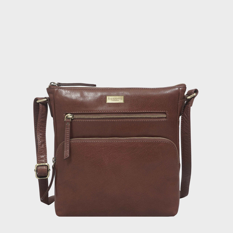 Brown Vintage Real VT Leather Crossbody Sling Bag for Women | Agatha ...