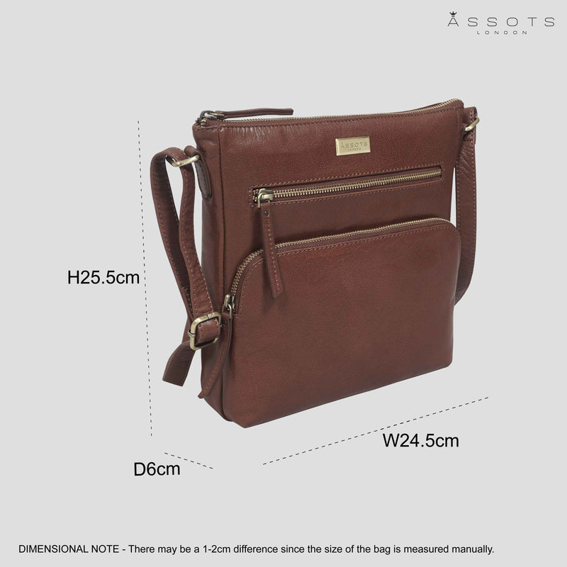 'AGATHA' Brown Vintage Polished VT Real Leather Crossbody Bag
