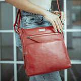 'AGATHA' Chillipepper Red Vintage Polished VT Real Leather Crossbody Bag