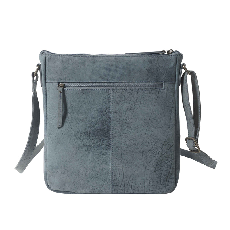 'AGATHA' Distressed Denim Vintage VT Real Leather Crossbody Bag