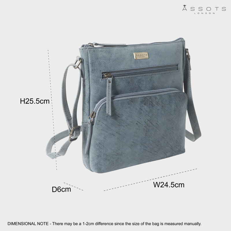 'AGATHA' Distressed Denim Vintage VT Real Leather Crossbody Bag