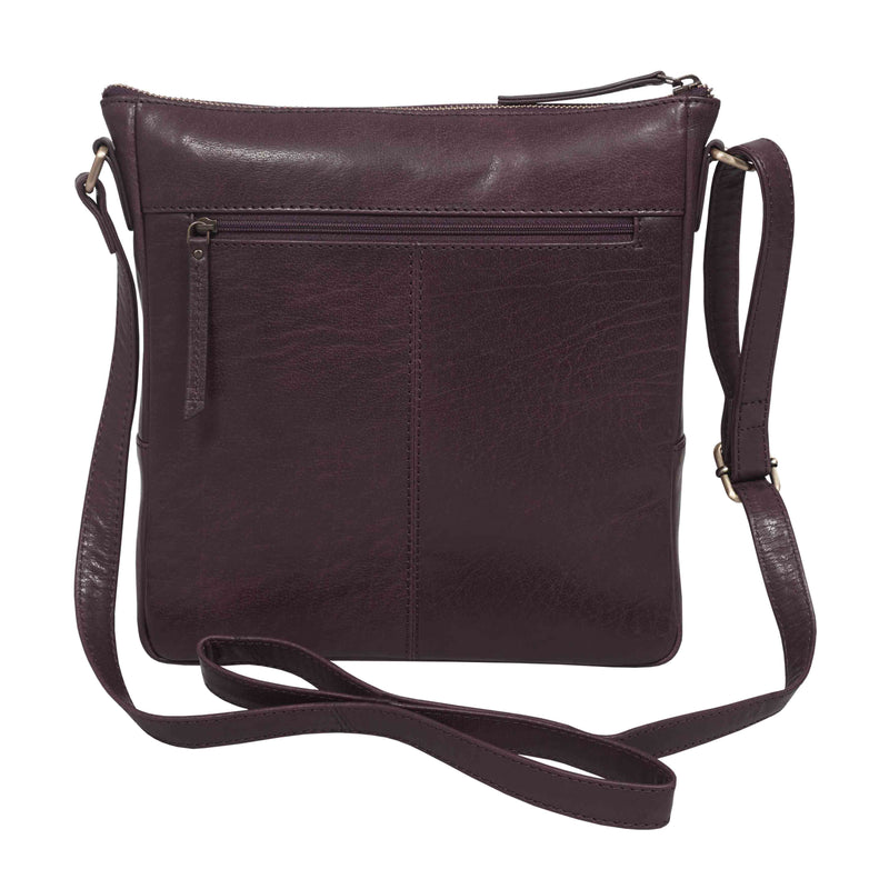 'AGATHA' Plum Vintage Polished VT Real Leather Crossbody Bag