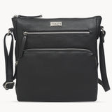'AGATHA' Black Real Soft Pebble Grain Leather Crossbody Bag