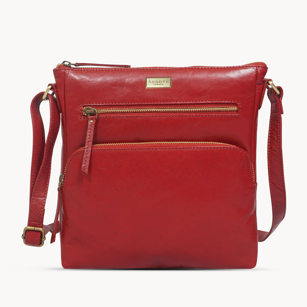 'AGATHA' Chillipepper Red Vintage Polished VT Real Leather Crossbody Bag