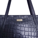 'AGNES' Navy Croc Real Leather Designer Tote Bag