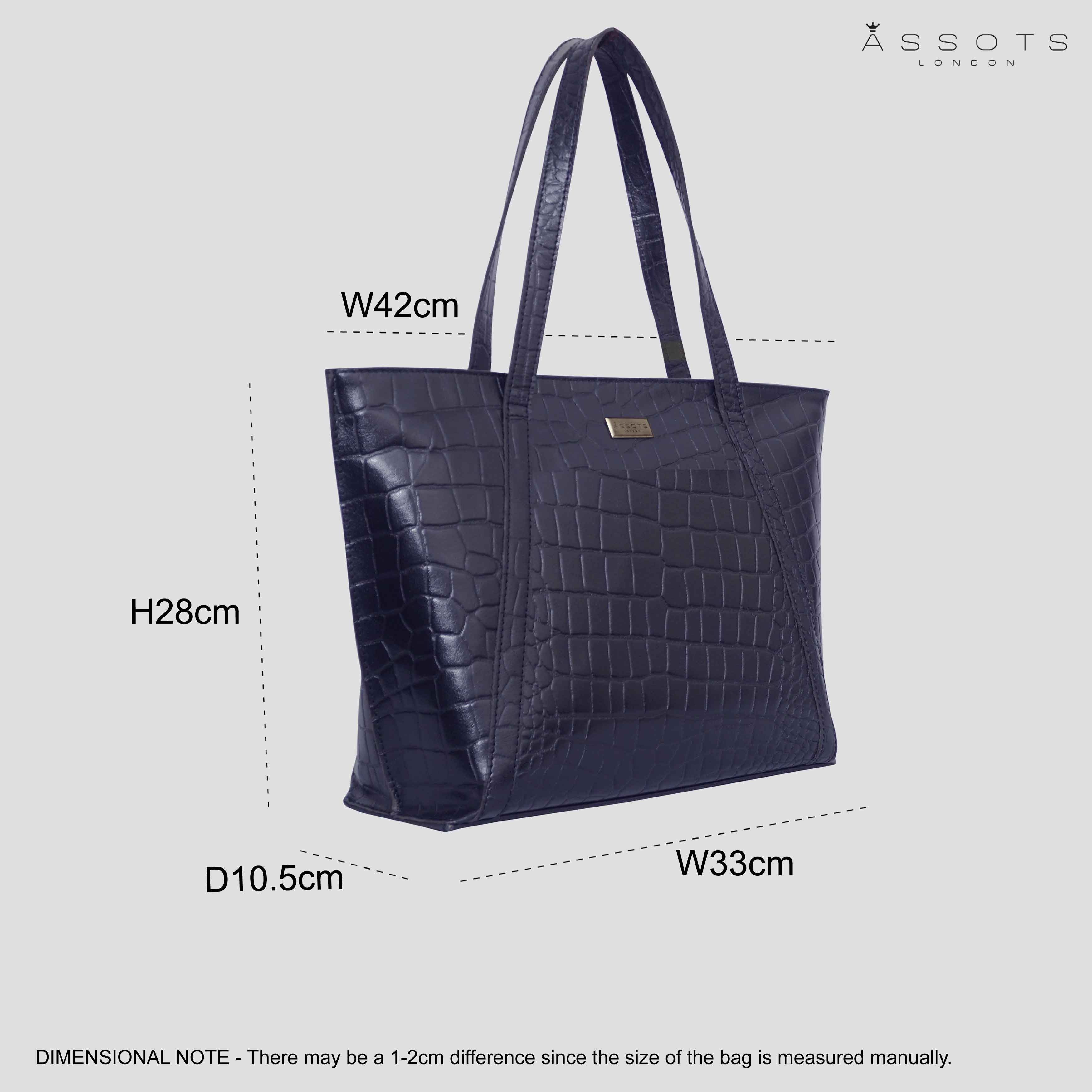 'AGNES' Navy Croc Real Leather Designer Tote Bag