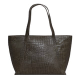 'AGNES' Olive Croc Real Leather Designer Tote Bag