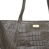 'AGNES' Olive Croc Real Leather Designer Tote Bag